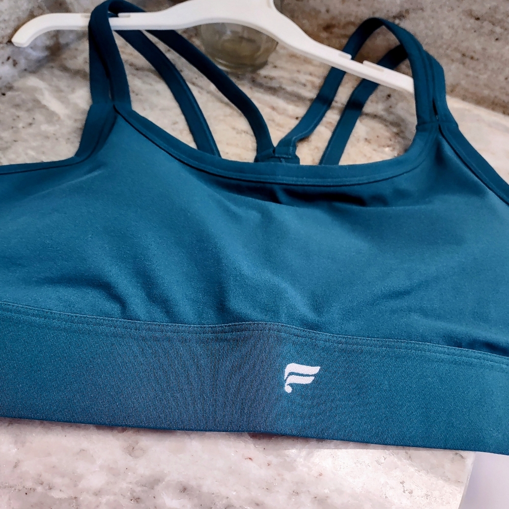 New! Women's Teal Sports Bra Size Large - Picture 3 of 4